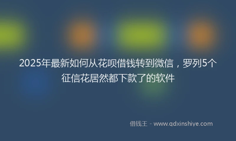 2025年最新如何从花呗借钱转到微信，罗列5个征信花居然都下款了的软件