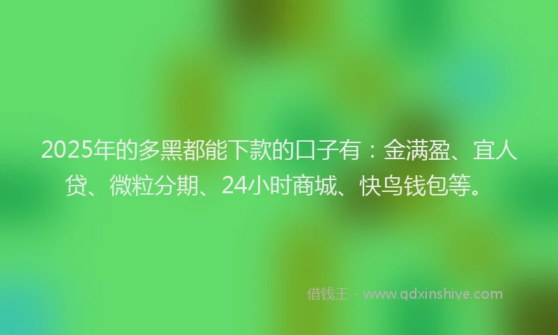 2025年的多黑都能下款的口子有：金满盈、宜人贷、微粒分期、24小时商城、快鸟钱包等。