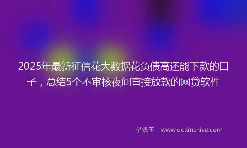 2025年最新征信花大数据花负债高还能下款的口子，总结5个不审核夜间直接放款的网贷软件