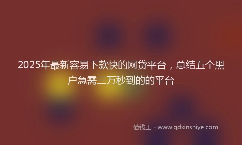 2025年最新容易下款快的网贷平台，总结五个黑户急需三万秒到的的平台