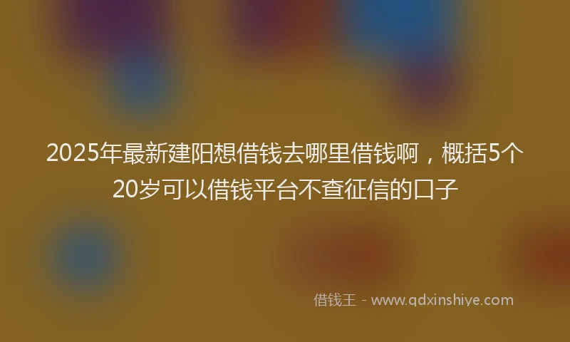 2025年最新建阳想借钱去哪里借钱啊，概括5个20岁可以借钱平台不查征信的口子