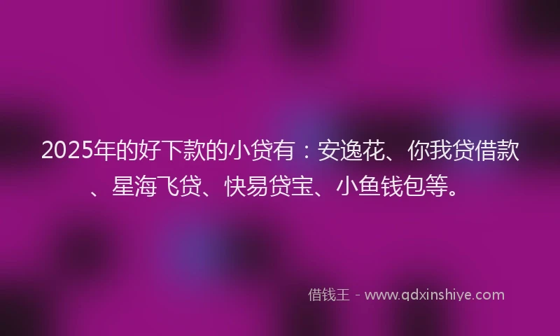 2025年的好下款的小贷有：安逸花、你我贷借款、星海飞贷、快易贷宝、小鱼钱包等。