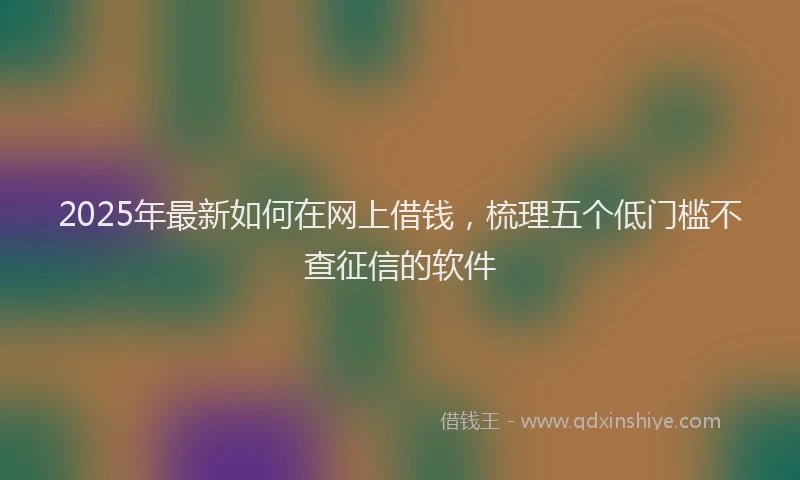 2025年最新如何在网上借钱，梳理五个低门槛不查征信的软件