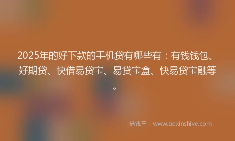 2025年的好下款的手机贷有哪些有：有钱钱包、好期贷、快借易贷宝、易贷宝盒、快易贷宝融等。