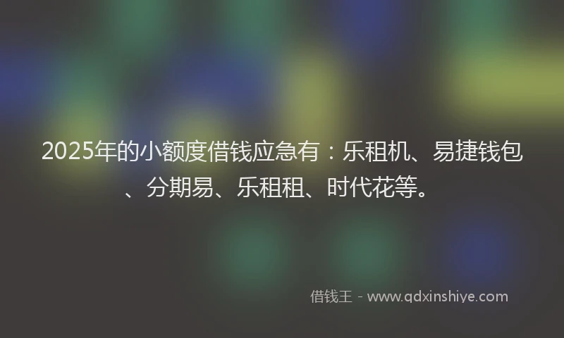 2025年的小额度借钱应急有：乐租机、易捷钱包、分期易、乐租租、时代花等。