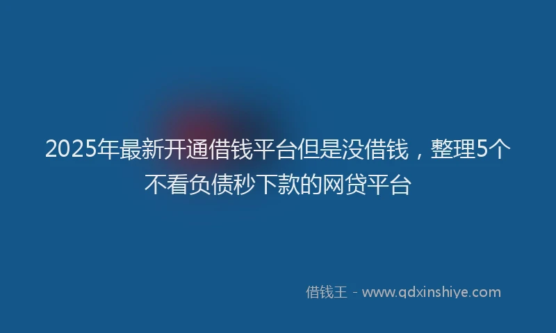 2025年最新开通借钱平台但是没借钱，整理5个不看负债秒下款的网贷平台