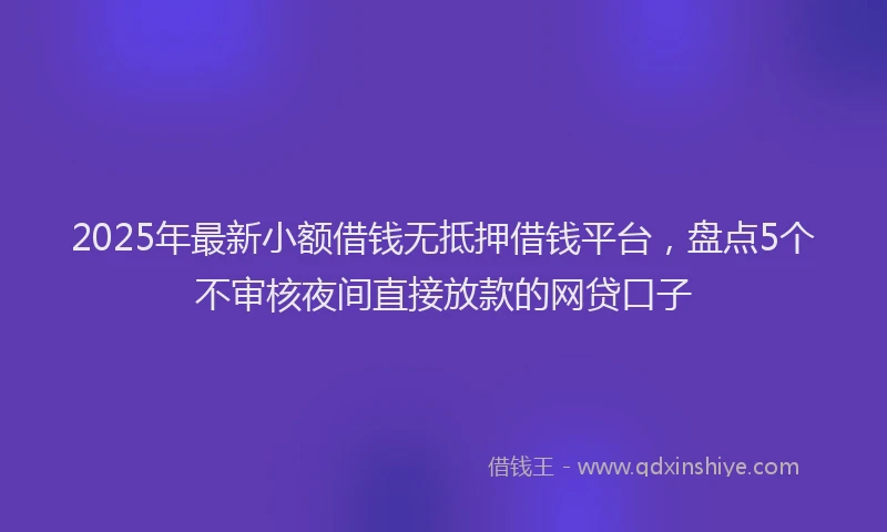 2025年最新小额借钱无抵押借钱平台，盘点5个不审核夜间直接放款的网贷口子