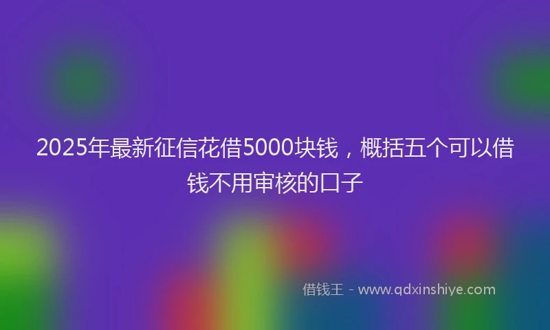 2025年最新征信花借5000块钱，概括五个可以借钱不用审核的口子