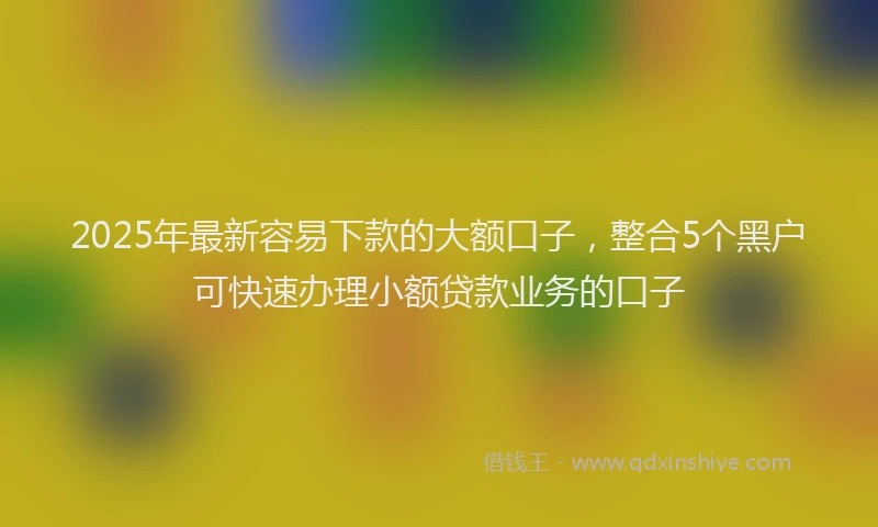 2025年最新容易下款的大额口子，整合5个黑户可快速办理小额贷款业务的口子