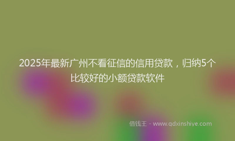 2025年最新广州不看征信的信用贷款，归纳5个比较好的小额贷款软件