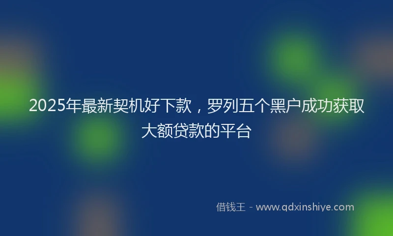 2025年最新契机好下款，罗列五个黑户成功获取大额贷款的平台