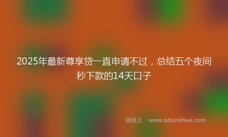 2025年最新尊享贷一直申请不过，总结五个夜间秒下款的14天口子