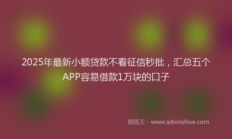 2025年最新小额贷款不看征信秒批，汇总五个APP容易借款1万块的口子