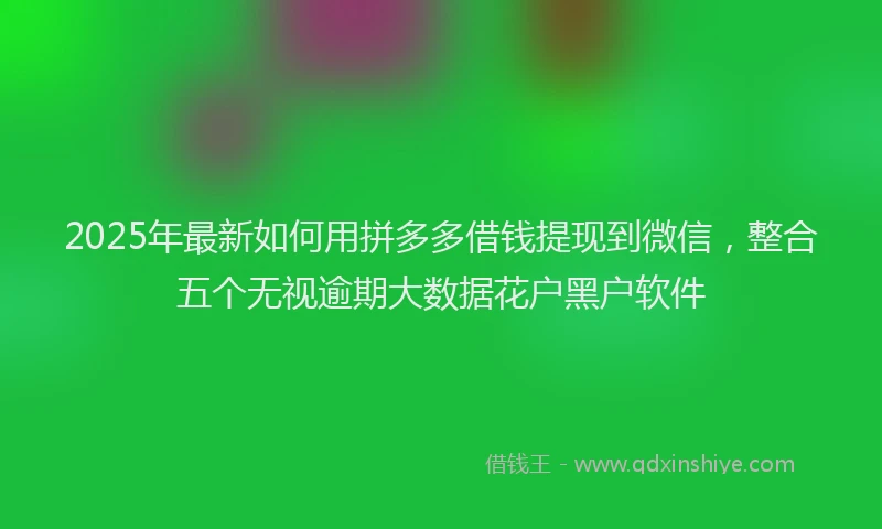 2025年最新如何用拼多多借钱提现到微信，整合五个无视逾期大数据花户黑户软件