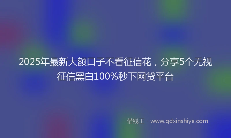 2025年最新大额口子不看征信花，分享5个无视征信黑白100%秒下网贷平台