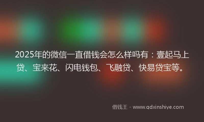 2025年的微信一直借钱会怎么样吗有：壹起马上贷、宝来花、闪电钱包、飞融贷、快易贷宝等。