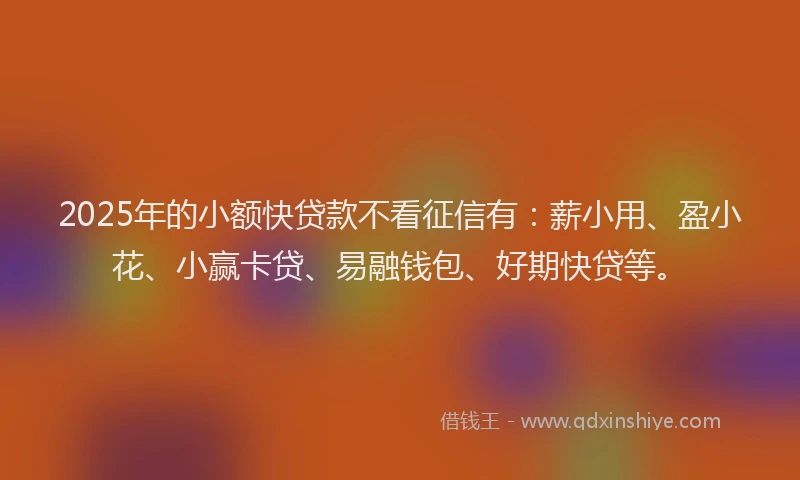 2025年的小额快贷款不看征信有：薪小用、盈小花、小赢卡贷、易融钱包、好期快贷等。