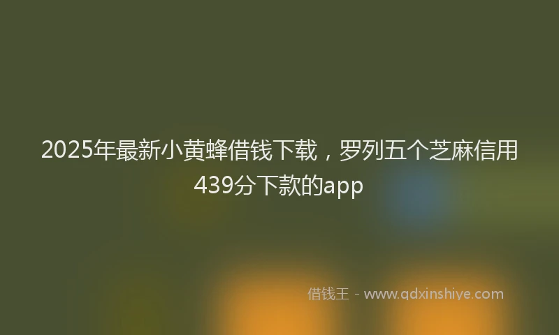 2025年最新小黄蜂借钱下载，罗列五个芝麻信用439分下款的app