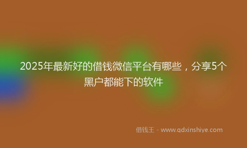 2025年最新好的借钱微信平台有哪些，分享5个黑户都能下的软件