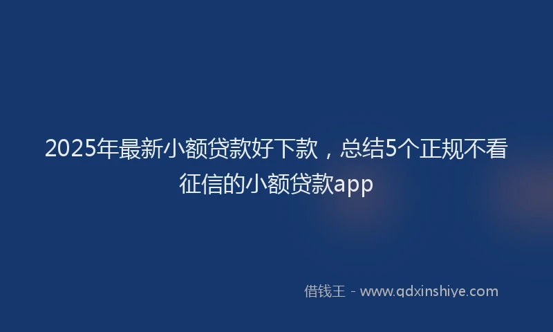 2025年最新小额贷款好下款，总结5个正规不看征信的小额贷款app