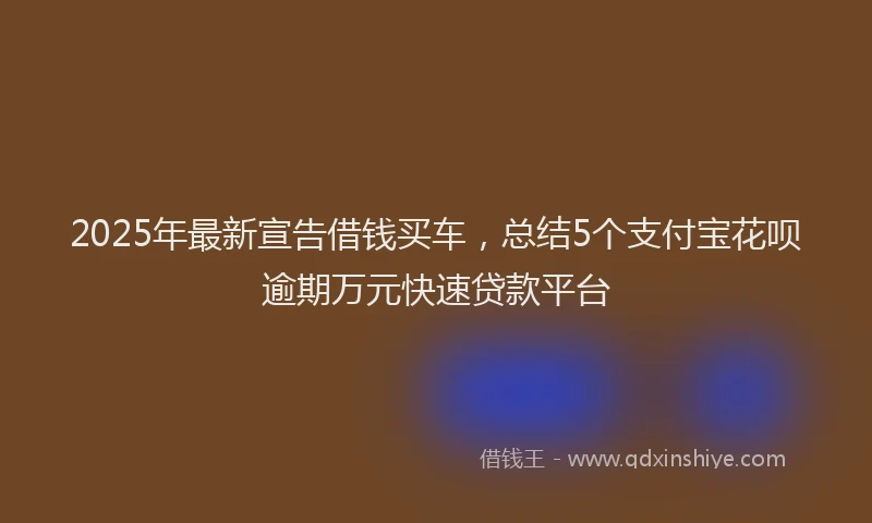 2025年最新宣告借钱买车，总结5个支付宝花呗逾期万元快速贷款平台