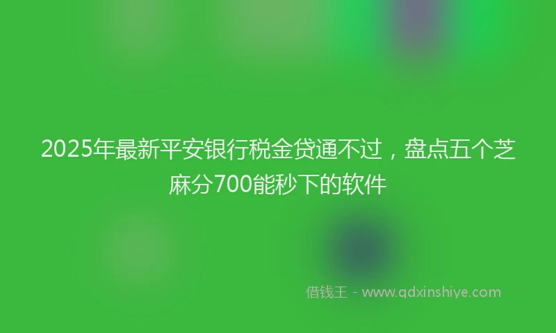 2025年最新平安银行税金贷通不过，盘点五个芝麻分700能秒下的软件