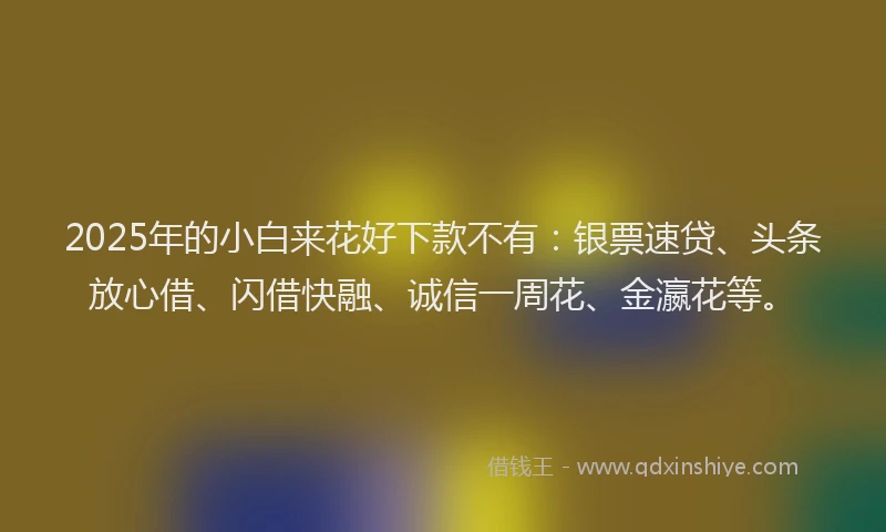 2025年的小白来花好下款不有：银票速贷、头条放心借、闪借快融、诚信一周花、金瀛花等。