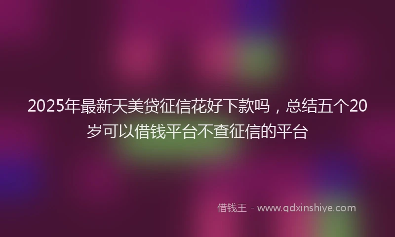 2025年最新天美贷征信花好下款吗，总结五个20岁可以借钱平台不查征信的平台