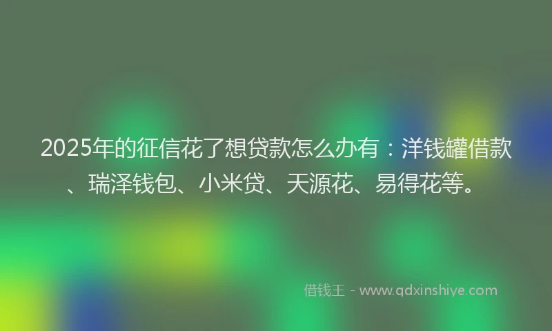 2025年的征信花了想贷款怎么办有：洋钱罐借款、瑞泽钱包、小米贷、天源花、易得花等。