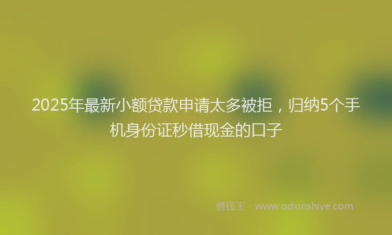2025年最新小额贷款申请太多被拒，归纳5个手机身份证秒借现金的口子