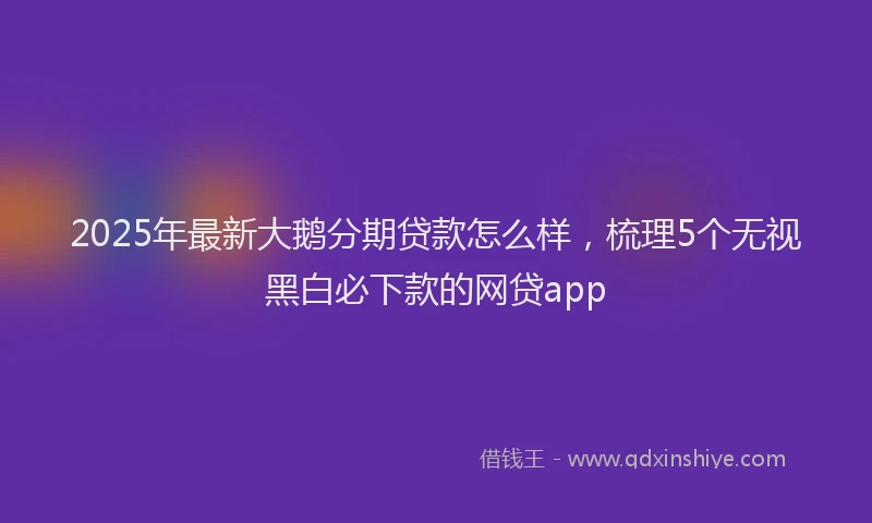 2025年最新大鹅分期贷款怎么样，梳理5个无视黑白必下款的网贷app