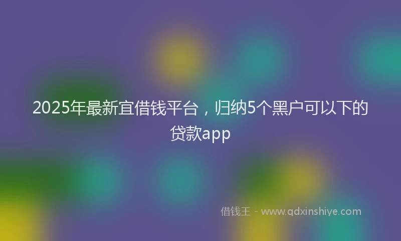 2025年最新宜借钱平台，归纳5个黑户可以下的贷款app