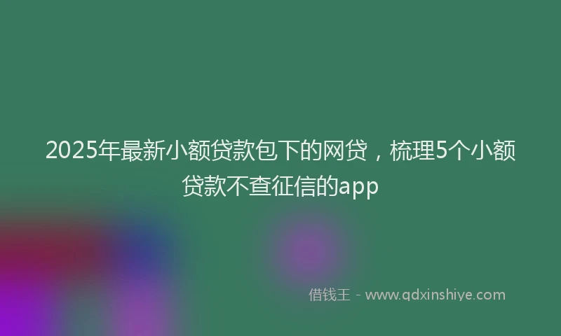 2025年最新小额贷款包下的网贷，梳理5个小额贷款不查征信的app