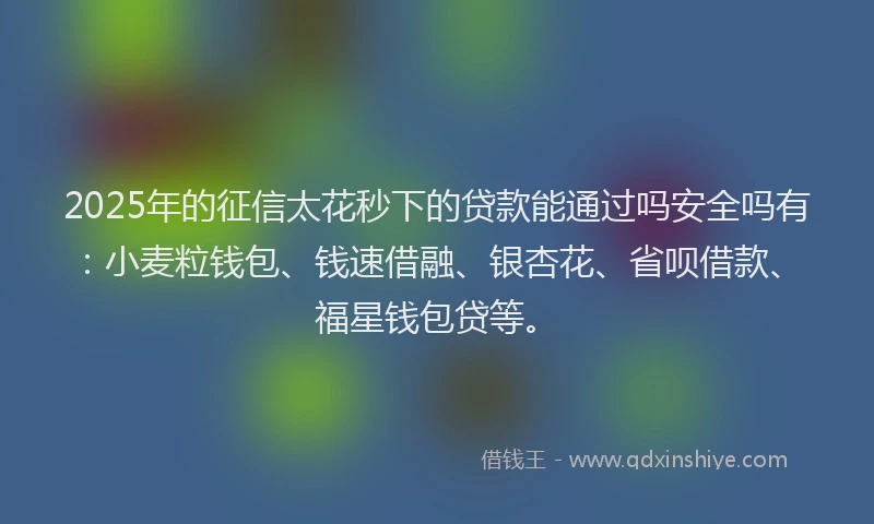 2025年的征信太花秒下的贷款能通过吗安全吗有：小麦粒钱包、钱速借融、银杏花、省呗借款、福星钱包贷等。