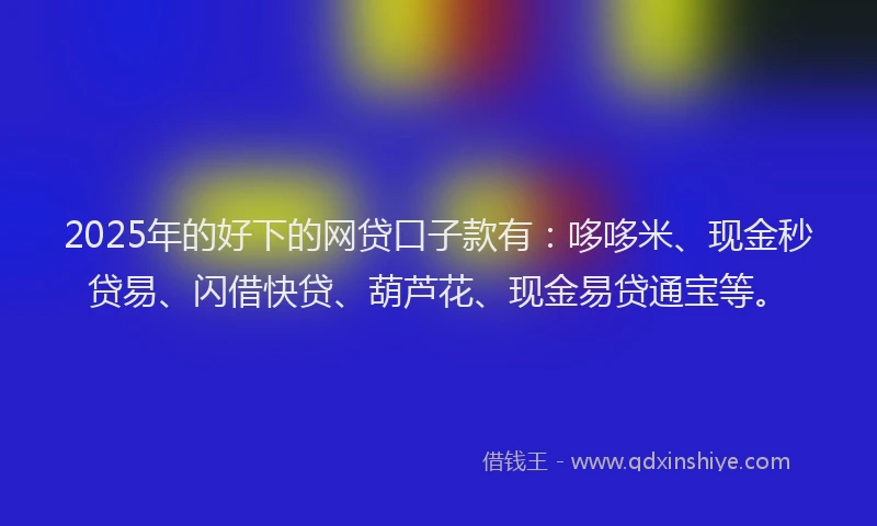2025年的好下的网贷口子款有：哆哆米、现金秒贷易、闪借快贷、葫芦花、现金易贷通宝等。