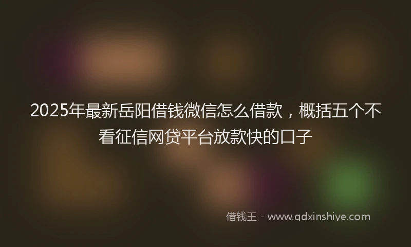 2025年最新岳阳借钱微信怎么借款，概括五个不看征信网贷平台放款快的口子