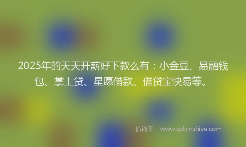2025年的天天开薪好下款么有：小金豆、易融钱包、掌上贷、星愿借款、借贷宝快易等。