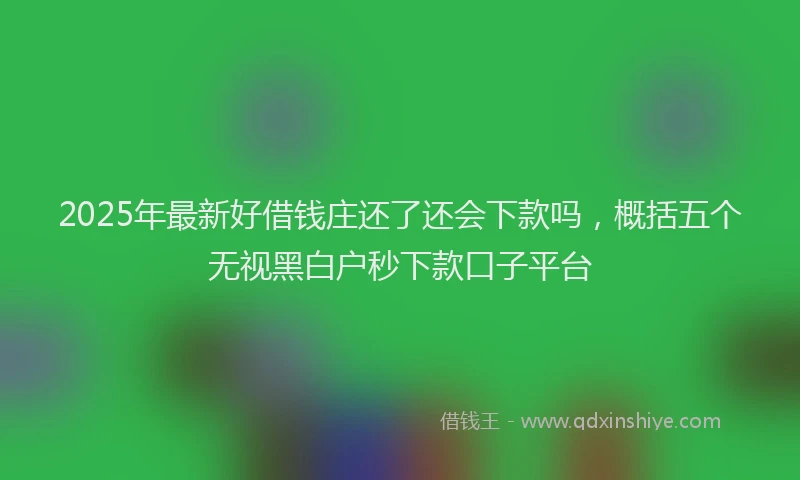 2025年最新好借钱庄还了还会下款吗，概括五个无视黑白户秒下款口子平台