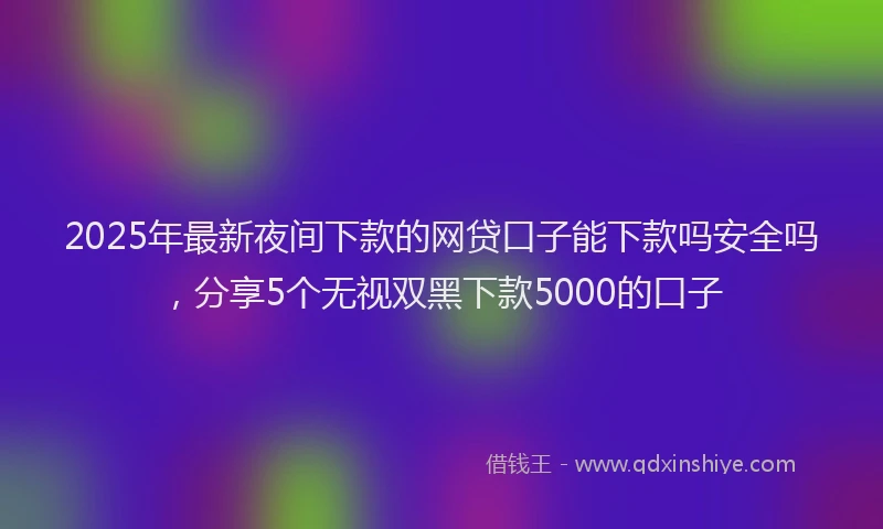 2025年最新夜间下款的网贷口子能下款吗安全吗，分享5个无视双黑下款5000的口子