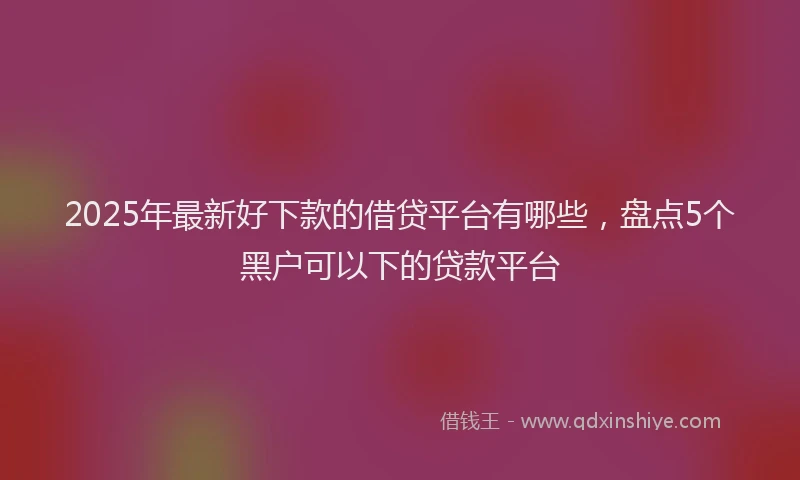 2025年最新好下款的借贷平台有哪些，盘点5个黑户可以下的贷款平台