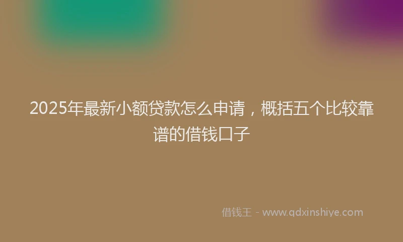 2025年最新小额贷款怎么申请，概括五个比较靠谱的借钱口子