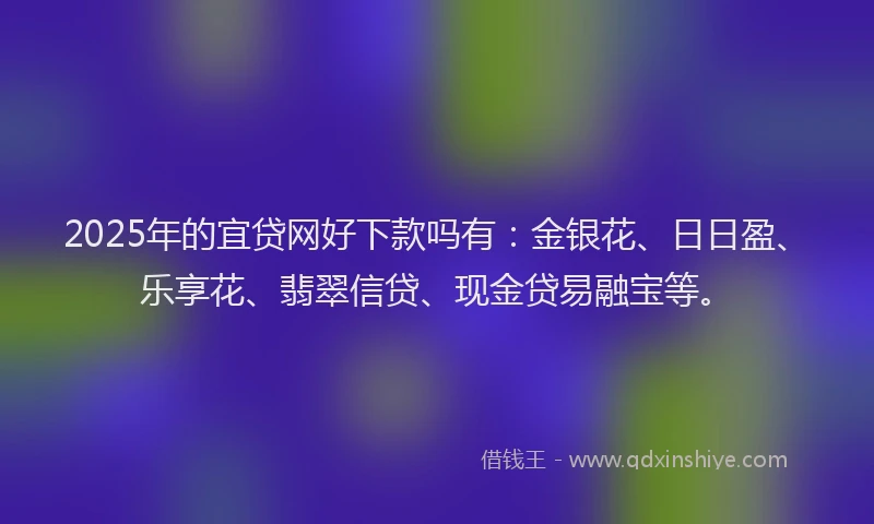 2025年的宜贷网好下款吗有：金银花、日日盈、乐享花、翡翠信贷、现金贷易融宝等。