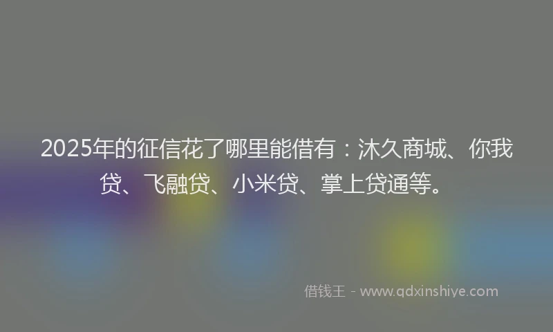 2025年的征信花了哪里能借有：沐久商城、你我贷、飞融贷、小米贷、掌上贷通等。