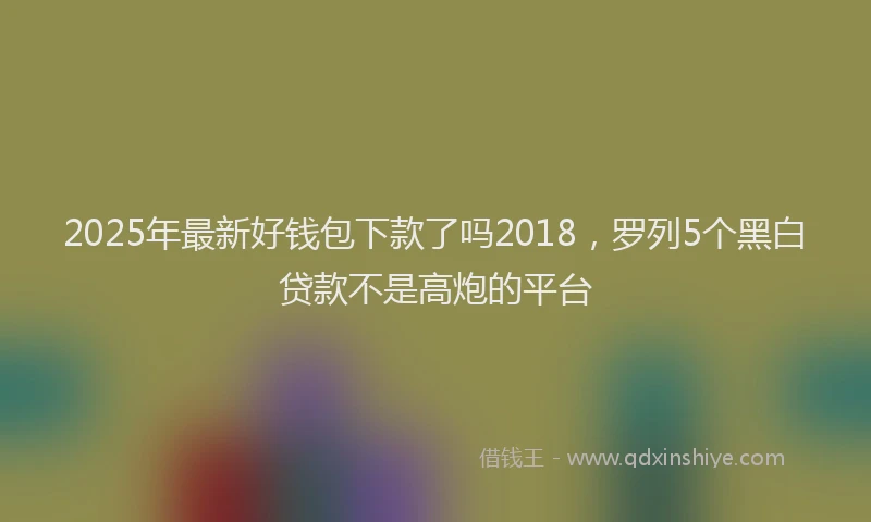 2025年最新好钱包下款了吗2018，罗列5个黑白贷款不是高炮的平台