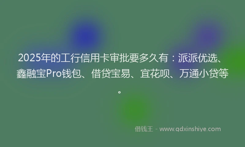 2025年的工行信用卡审批要多久有：派派优选、鑫融宝Pro钱包、借贷宝易、宜花呗、万通小贷等。