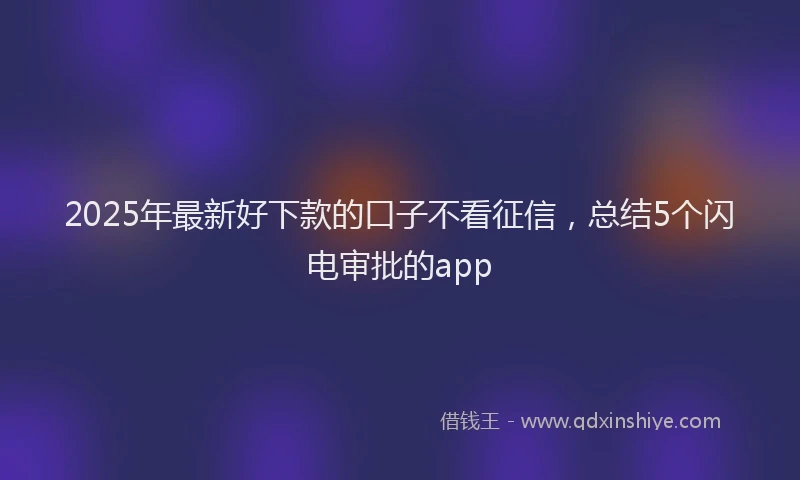 2025年最新好下款的口子不看征信，总结5个闪电审批的app