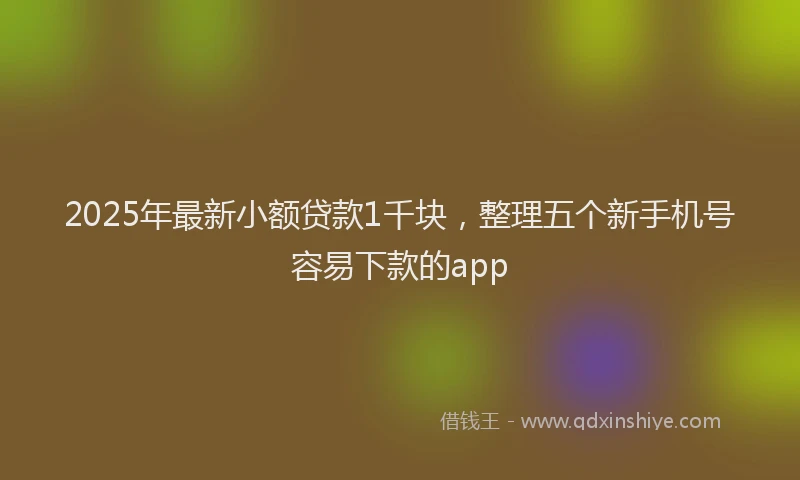 2025年最新小额贷款1千块，整理五个新手机号容易下款的app