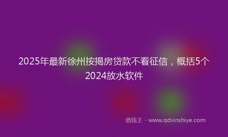 2025年最新徐州按揭房贷款不看征信，概括5个2024放水软件
