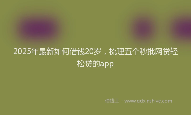 2025年最新如何借钱20岁，梳理五个秒批网贷轻松贷的app