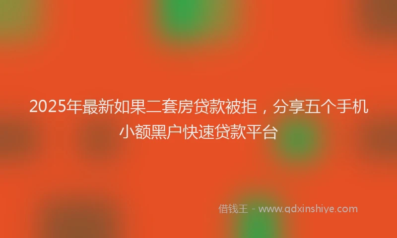 2025年最新如果二套房贷款被拒，分享五个手机小额黑户快速贷款平台